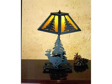 Meyda Amber Glass Acrylic Black Table Lamp MY203158