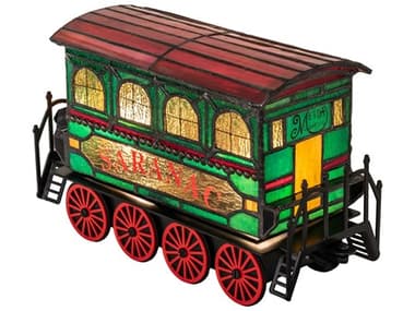 Meyda Ruby Amber Green Traincar Glass Acrylic Red Tiffany Table Lamp MY222394