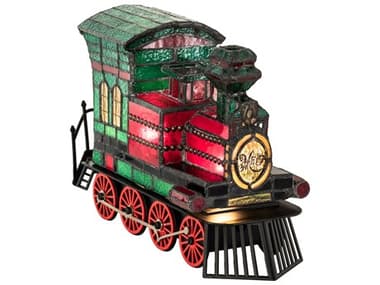 Meyda Ruby Amber Green Locomotive Glass Acrylic Red Tiffany Table Lamp MY222396