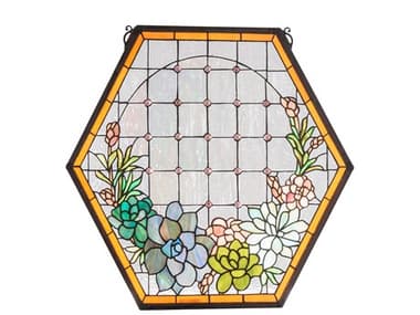 Meyda Copper 20" High Succulent Window Glass Wall Art MY222564
