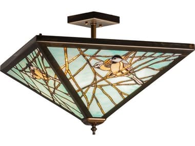Meyda 4-Light Steel Glass LED Semi Flush Mount MY226784