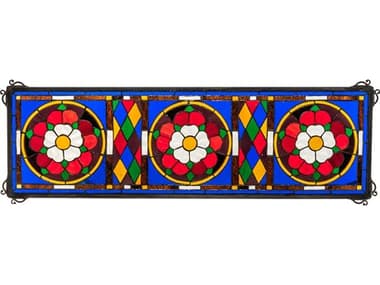 Meyda Tudor Trio 33" Stained Glass Window Wall Art MY232860