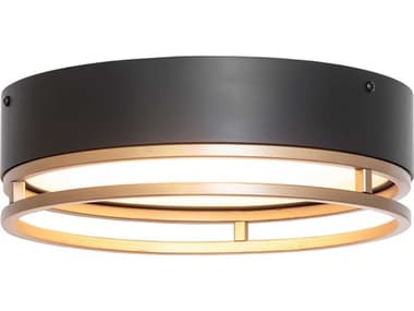 Meyda Cilindro 1-Light Matte Black Gold Metallic Round Flush Mount MY235253