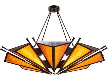 Meyda Desert Arrow 96" Wide 9-Light Steel Glass LED Geometric Chandelier MY235570