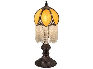 Meyda Alicia Craftsman Brown Mahogany Bronze Glass Table Lamp MY236387