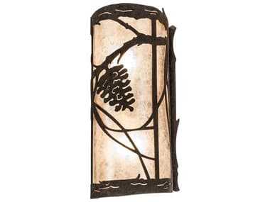 Meyda Whispering Pines 13" Tall 2-Light Steel Glass Wall Sconce MY237165