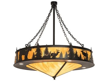 Meyda 12-Light Oil Rubbed Bronze Glass LED Round Pendant MY237939