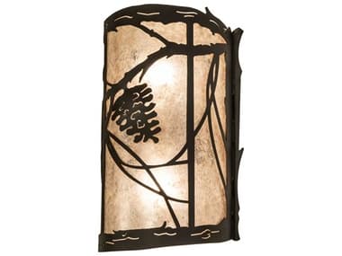 Meyda Whispering Pines 2-Light Oil Rubbed Bronze Silver Glass Wall Sconce MY238002