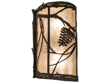 Meyda Whispering Pines 13" Tall 2-Light Oil Rubbed Bronze Glass Wall Sconce MY238003