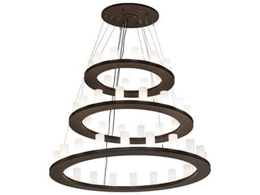 Meyda Loxley 60" Wide 48-Light Oil Rubbed Bronze LED Cylinder Tiered Chandelier MY239087