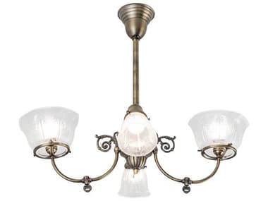 Meyda Revival Gas And Electric 28" Wide 4-Light Brass Glass Bell Chandelier MY239972