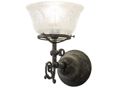 Meyda Revival Gas And Electric 9" Tall 1-Light Pewter Antique Clear Glass Wall Sconce MY240032