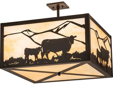 Meyda 4-Light Steel Glass Semi Flush Mount MY241426
