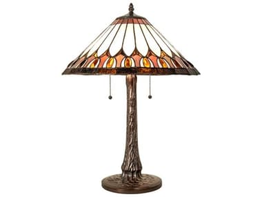 Meyda Tuscaloosa Mahogany Bronze Glass Tiffany Table Lamp MY242005