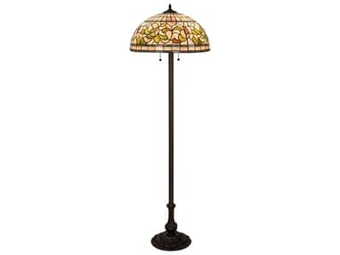 Meyda Tiffany Turning Leaf 60" Tall Mahogany Bronze Glass Floor Lamp MY242797