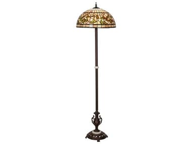 Meyda Tiffany Turning Leaf 71" Tall Mahogany Bronze Glass Floor Lamp MY242829