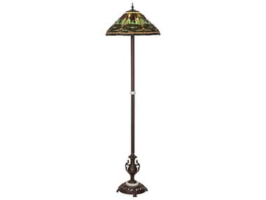 Meyda Tiffany Dragonfly 71" Tall Mahogany Bronze Glass Floor Lamp MY242832