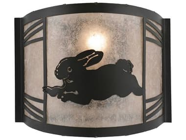 Meyda Rabbit On The Loose 9" Tall 1-Light Black Glass Wall Sconce MY243216