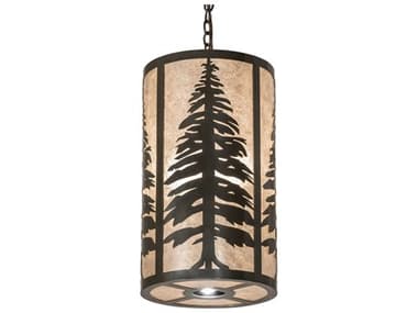 Meyda Tall Pines 14" 4 1-Light Oil Rubbed Bronze Glass Cylinder Pendant MY244171
