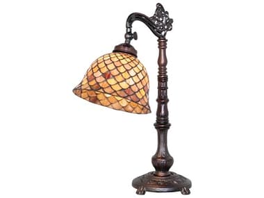 Meyda Tiffany Fishscale Mahogany Bronze Desk Lamp MY244784