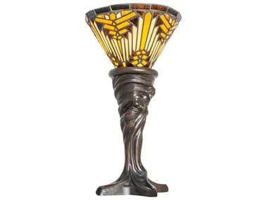Meyda Nuevo Mission Mahogany Bronze Glass Tiffany Table Lamp MY244882