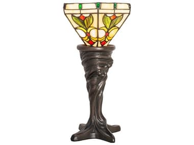 Meyda Middleton Mahogany Bronze Glass Tiffany Table Lamp MY244887