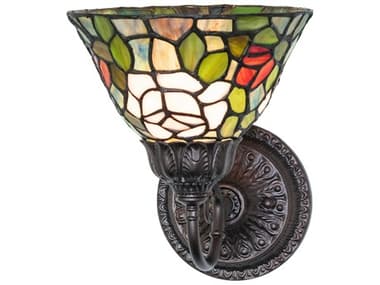 Meyda Tiffany Rosebush 1-Light Mahogany Bronze Traditional Wall Sconce MY245441