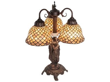 Meyda Tiffany Fishscale Mahogany Bronze Glass Table Lamp MY245477