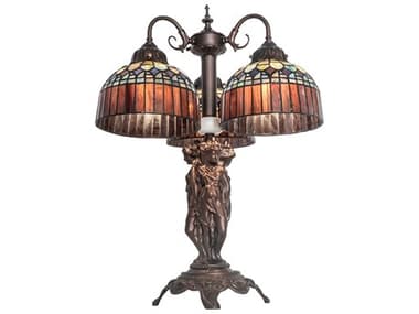 Meyda Tiffany Candice Mahogany Bronze Glass Table Lamp MY245481