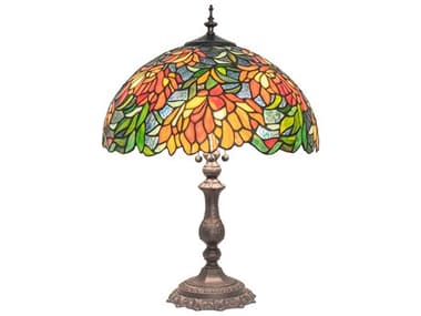 Meyda Lamella Mahogany Bronze Glass Tiffany Table Lamp MY245631