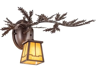 Meyda Pine Branch Valley View 9" Tall 1-Light Brown Glass Wall Sconce MY245635