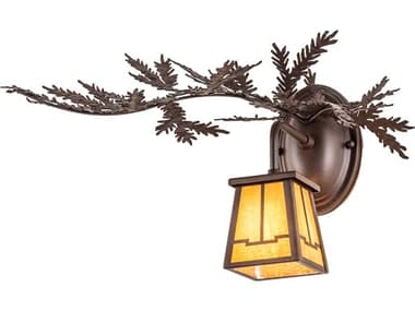 Meyda Pine Branch Valley View 9" Tall 1-Light Brown Glass Wall Sconce MY245636