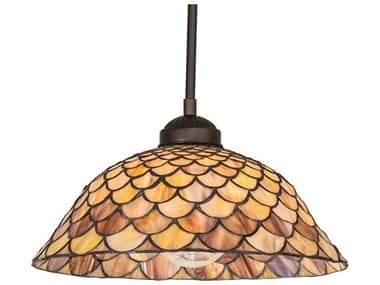 Meyda Tiffany Fishscale 5" 1-Light Mahogany Bronze Glass Dome Mini Pendant MY245670