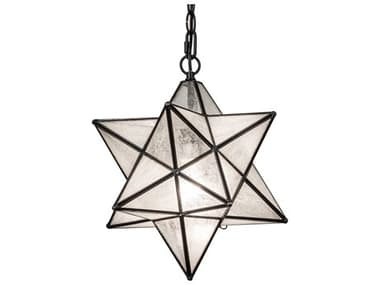 Meyda Moravian Star 12" 1-Light Black Glass Geometric Mini Pendant MY247140