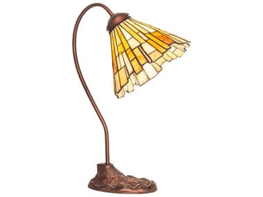 Meyda Delta Mahogany Bronze Glass Tiffany Desk Lamp MY247781