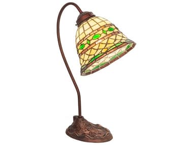 Meyda Tiffany Roman Mahogany Bronze Glass Desk Lamp MY247792