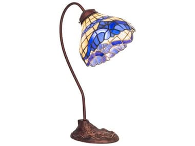 Meyda Baroque Mahogany Bronze Glass Tiffany Desk Lamp MY247795