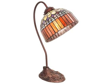 Meyda Tiffany Candice Mahogany Bronze Glass Desk Lamp MY247797