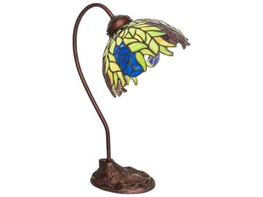 Meyda Tiffany Honey Locust Mahogany Bronze Glass Desk Lamp MY247919
