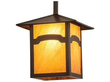 Meyda Seneca 12-17" 1-Light Craftsman Brown Glass Lantern Pendant MY248518