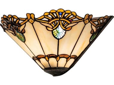 Meyda Shell With Jewels 7" Tall 1-Light Brass Glass Tiffany Wall Sconce MY248721