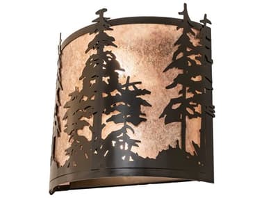 Meyda Tall Pines 12" 2-Light Timeless Bronze Silver Glass Wall Sconce MY249114