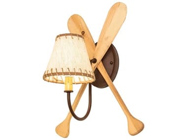 Meyda 1-Light Natural Wood Tarnished Copper Wall Sconce MY249423