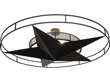 Meyda Texas Star 6-Light Solar Black Round Semi Flush Mount MY249900