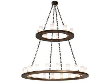 Meyda Loxley 60" Wide 28-Light Antique Copper Glass LED Tiered Chandelier MY250085