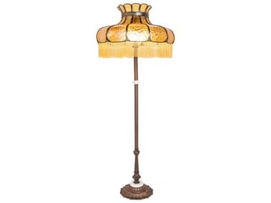 Meyda Frederick Mahogany Bronze Glass Tiffany Floor Lamp MY250201