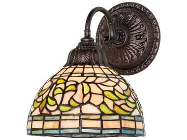 Meyda Tiffany Turning Leaf 10" Tall 1-Light Stained Glass Wall Sconce MY250245