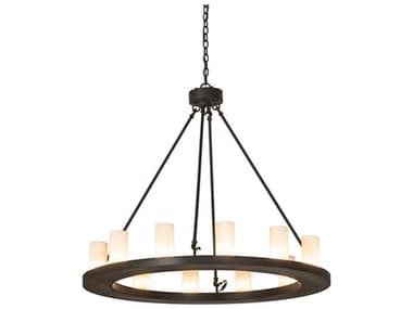 Meyda Loxley 42" Wide 12-Light Chocolate Beige White Brown Glass LED Cylinder Chandelier MY250335