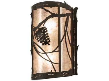 Meyda Whispering Pines 14" Tall 1-Light Oil Rubbed Bronze Silver Glass Wall Sconce MY250481
