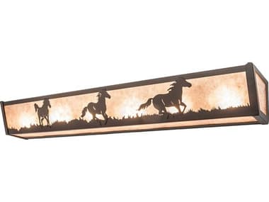 Meyda Running Horses 36" Wide 6-Light Oil Rubbed Bronze Glass Vanity Light MY250531